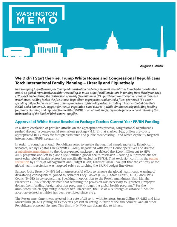 PAI Washington Memo dated August 1, 2025