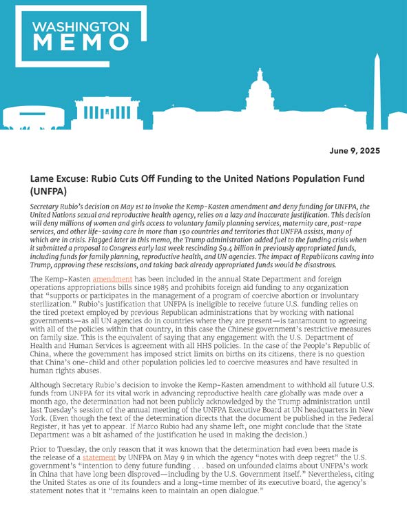 PAI Washington Memo dated June 9, 2025