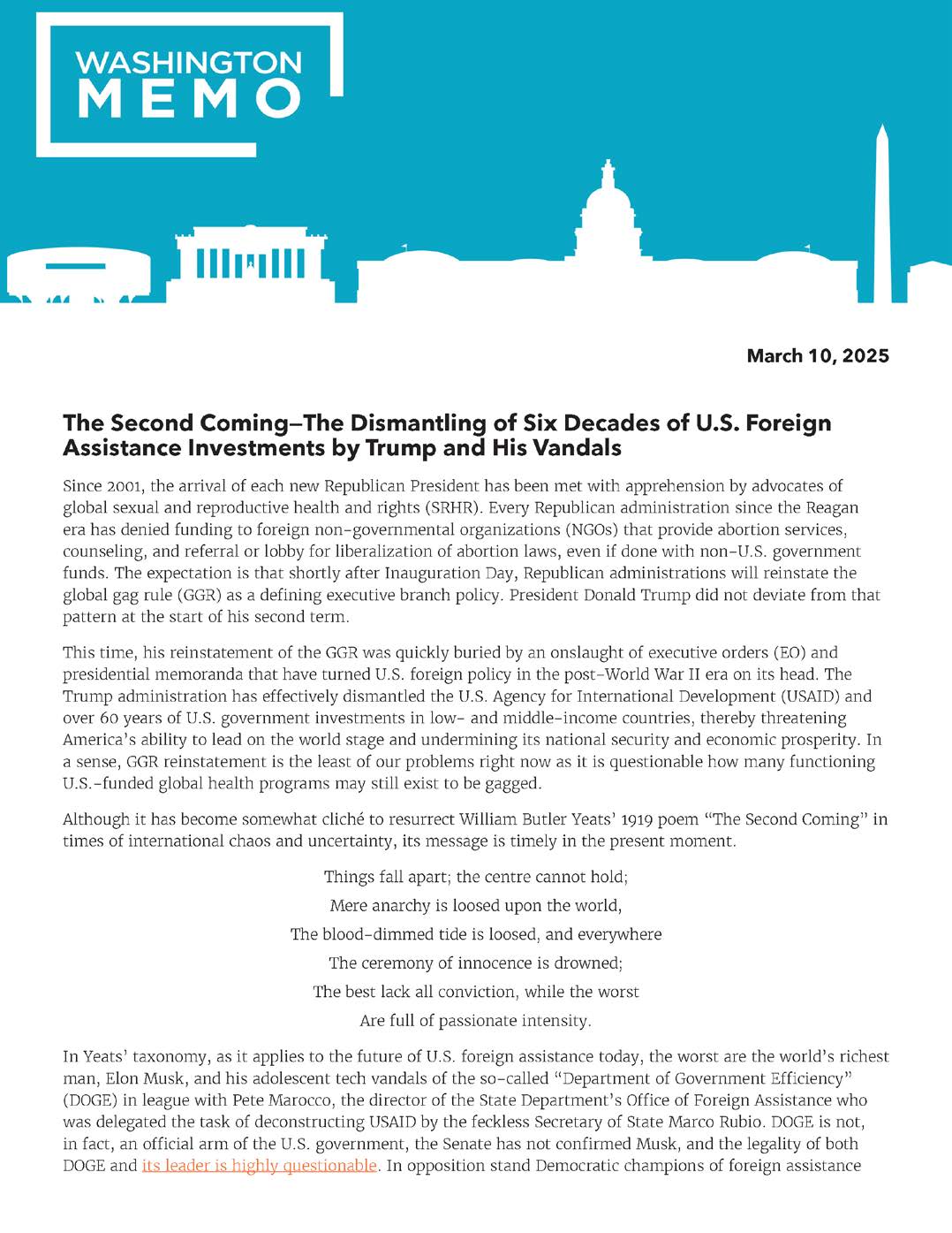 PAI Washington Memo dated March 10, 2025